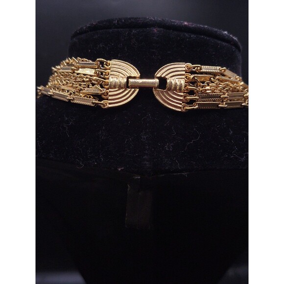 Vintage Gold tone Sarah Coventry Long Heavy Layered Necklace and Bracelet - Picture 8 of 11